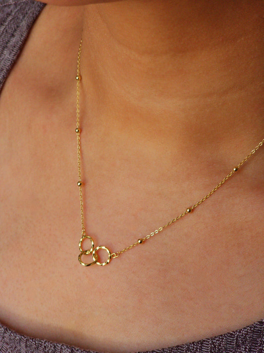 Triple Interlock Circle Necklace