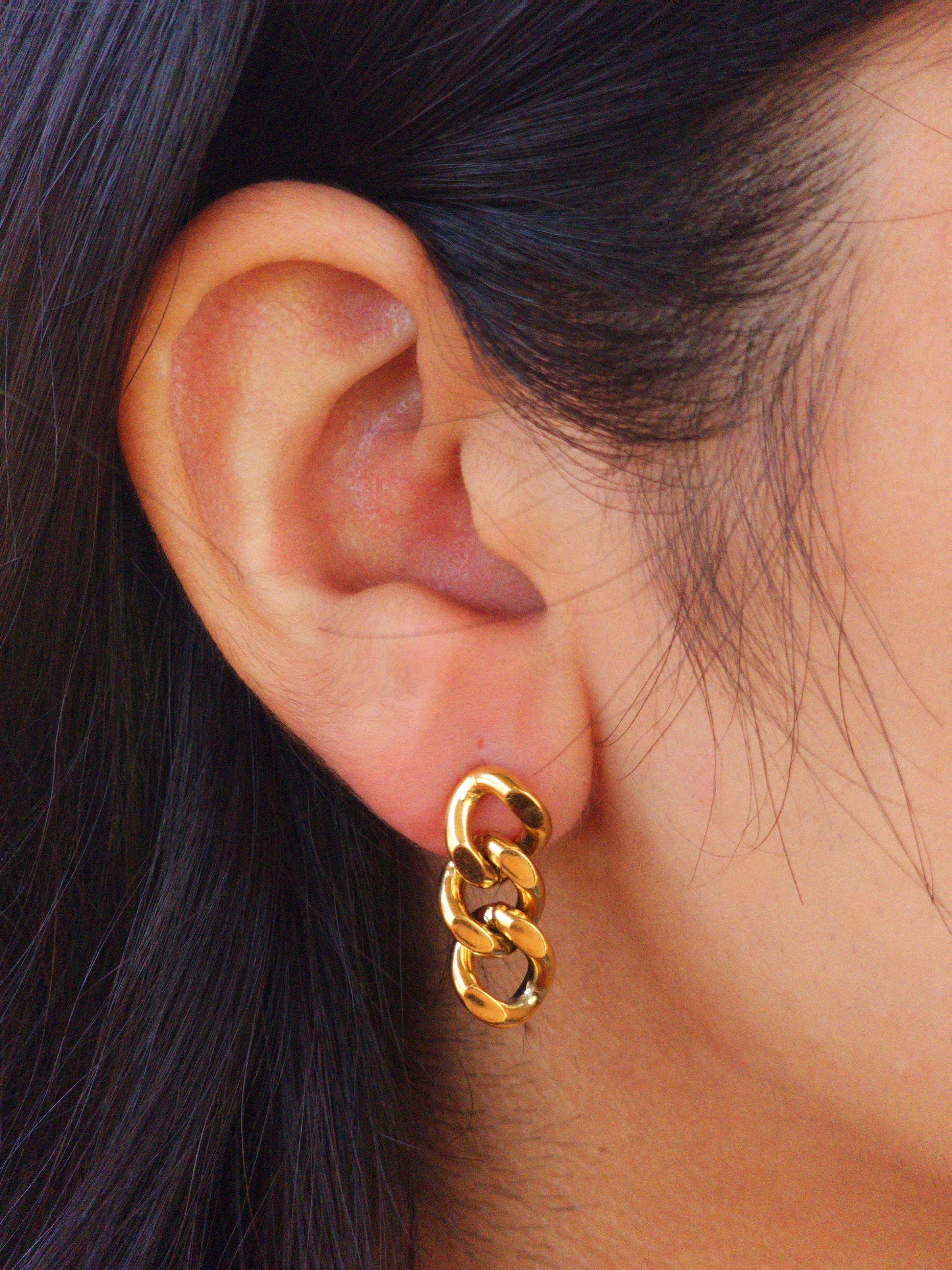 Chain Drop Stud Earrings