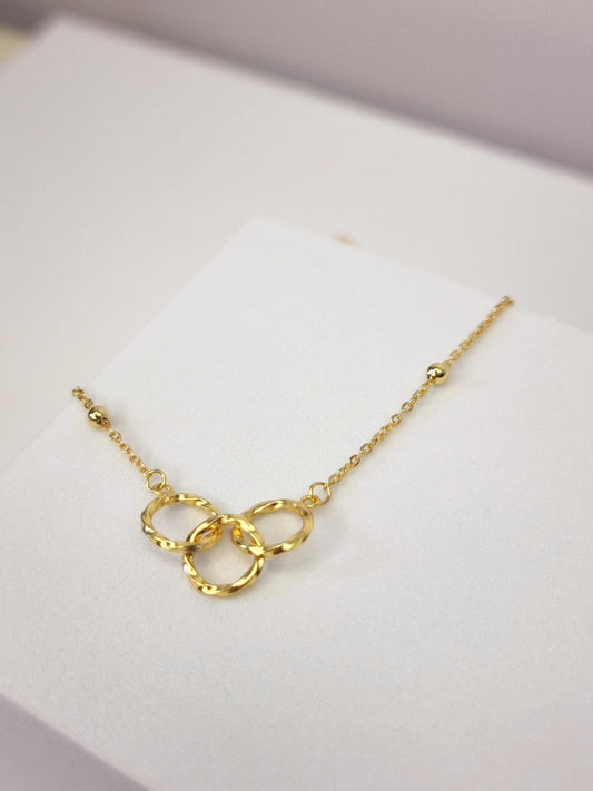 18k gold plating on 925 sterling silver, triple interlock necklace